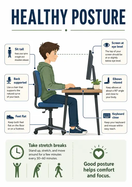 Healthy Posture Digital Wellbeing Infographic