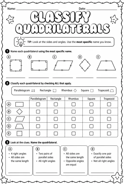 Classify quadrilaterals