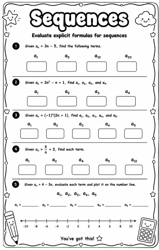 Evaluate explicit formulas for sequences