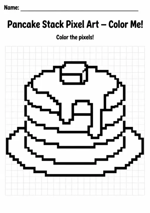 Pancake Stack Pixel Art Coloring Page