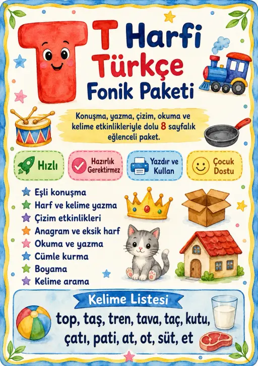 Turkish Letter T Phonics Worksheets Pack