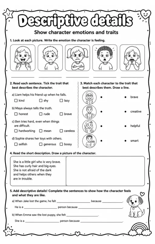 Show character emotions and traits