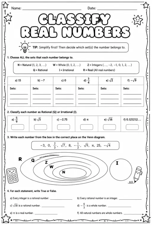 Classify real numbers