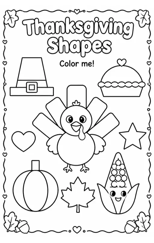 Thanksgiving Shapes Coloring Page