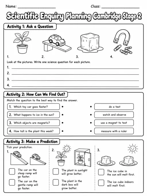 Scientific Enquiry Planning Cambridge Stage 2