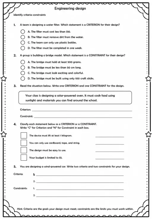 Identify criteria constraints