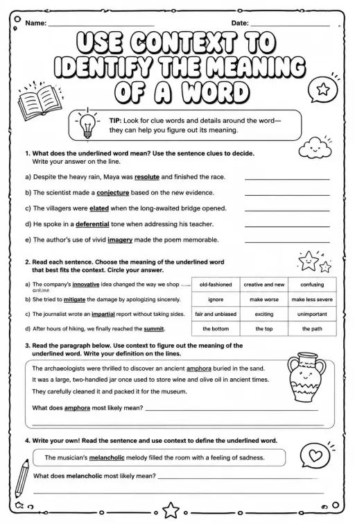 Use context to identify the meaning of a word