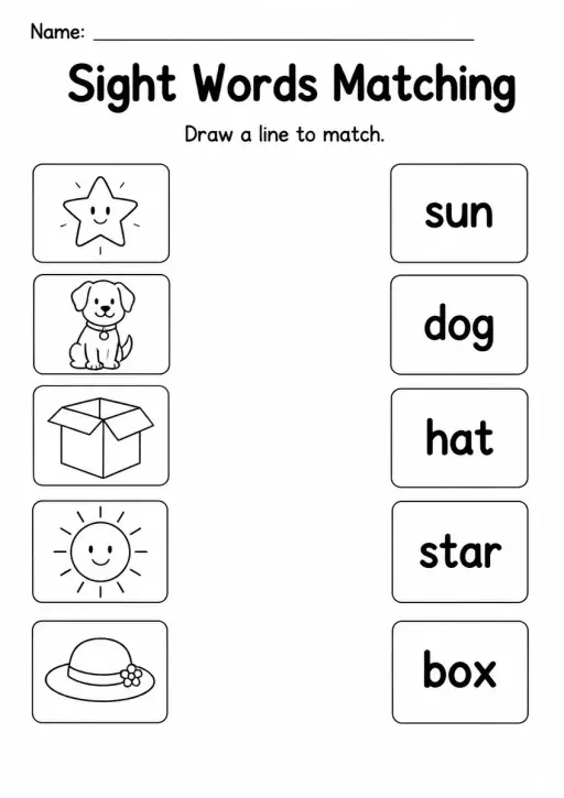 Sight Words Matching — Grade 3