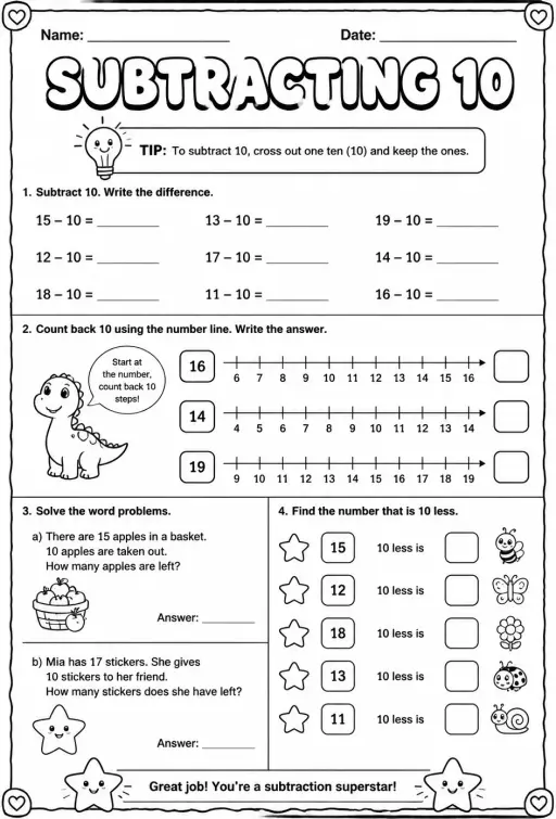 Subtracting 10