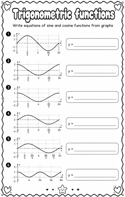 Write equations of sine and cosine functions from graphs