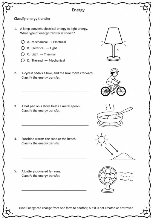 Classify energy transfer