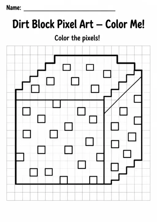 Dirt Block Pixel Art Coloring Page