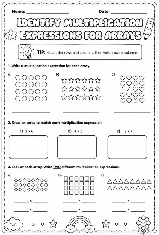 Identify multiplication expressions for arrays