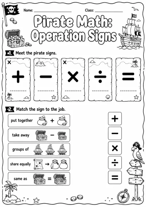 Pirate Math: Multiplication Worksheet Pack