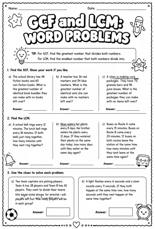 GCF and LCM: word problems