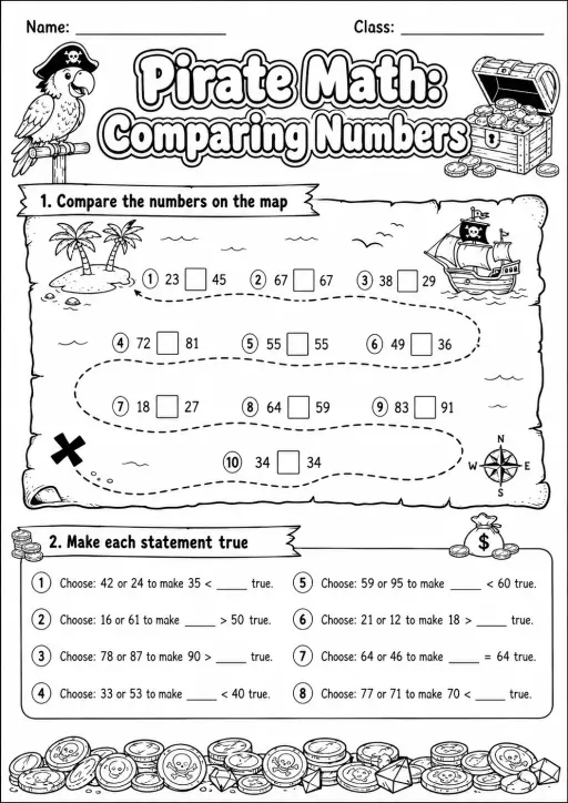 Pirate Math: Word Problems Worksheet