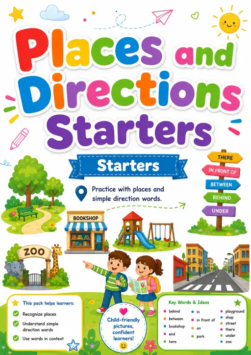 Places and Directions Starters Vocabulary Worksheet Pack
