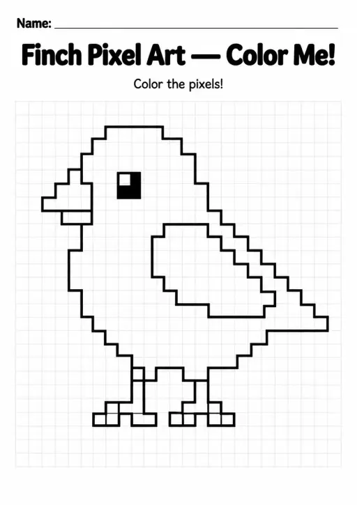 Finch Pixel Art Coloring Page