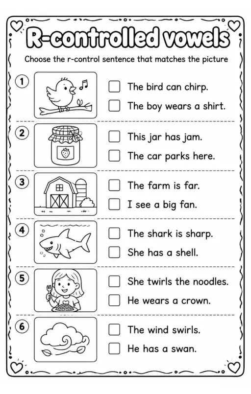 Choose the r-control sentence that matches the picture