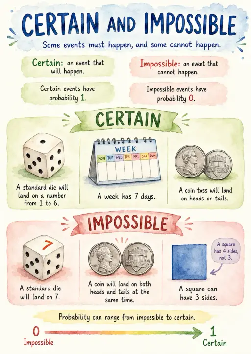 Certain and Impossible Probability Infographic