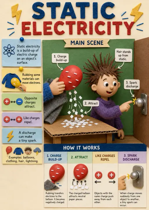 Static Electricity Electricity and Magnetism Infographic