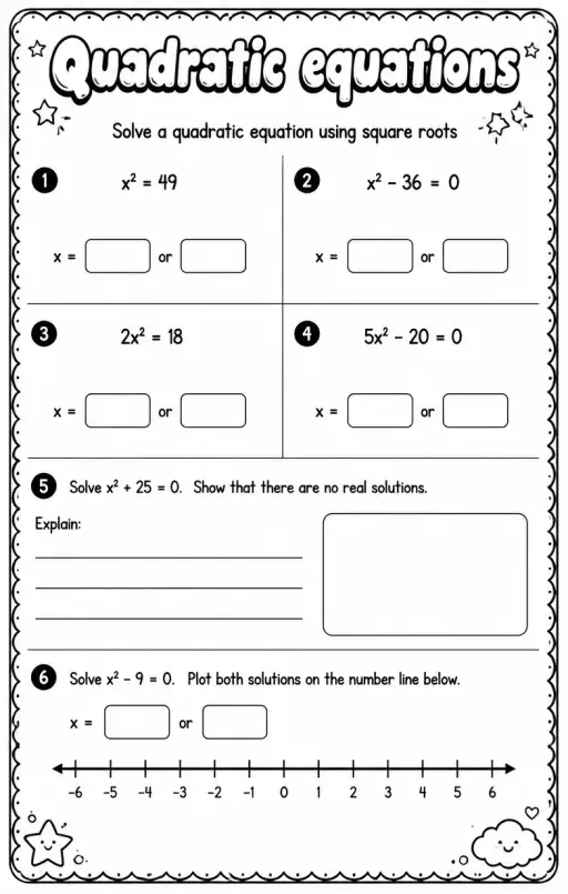 Solve a quadratic equation using square roots