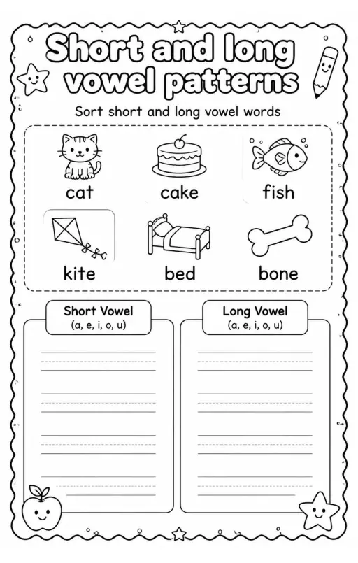 Sort short and long vowel words