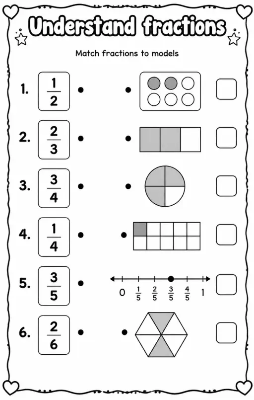Match fractions to models