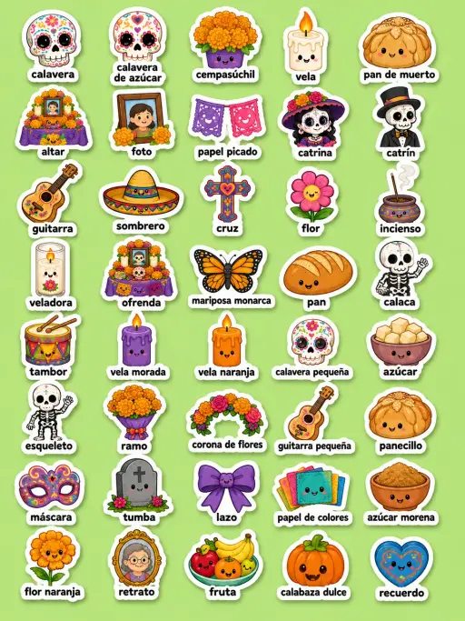 Día de Muertos - Hoja de pegatinas imprimibles