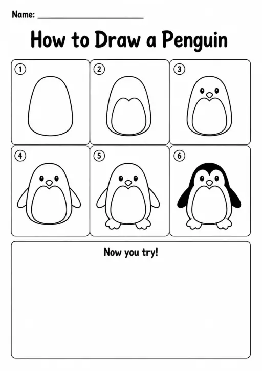 How to Draw a Penguin — Kindergarten