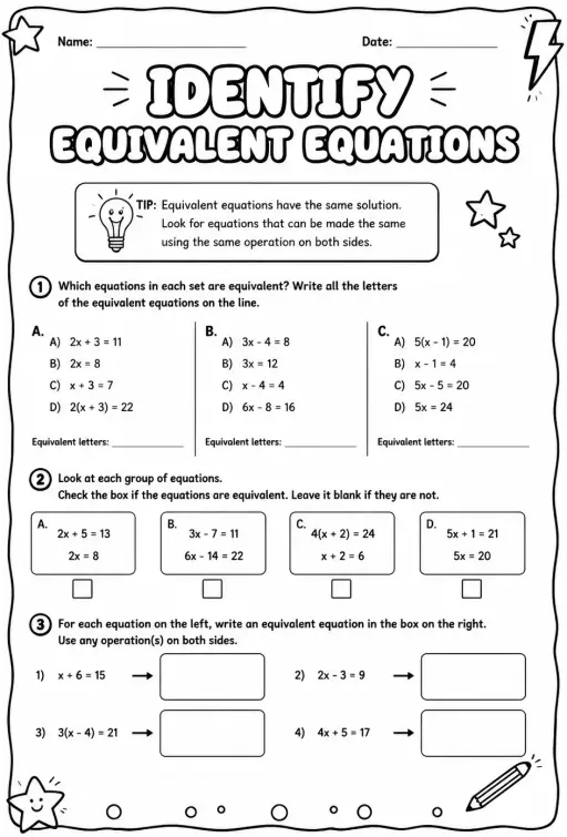 Identify equivalent equations