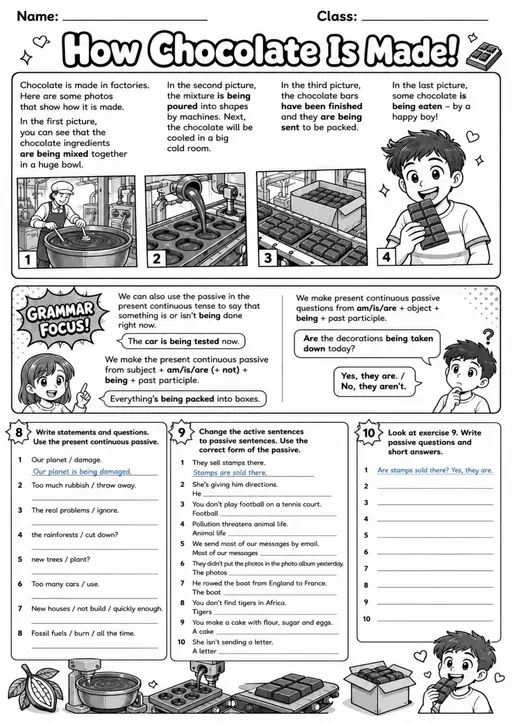 How Chocolate Is Made: Passive Voice 4 | Grades 5-6 Grammar Worksheet