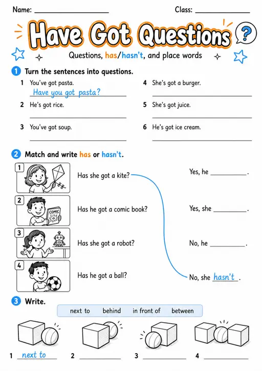 Have Got Questions? | Grades 2-3 Grammar Worksheet