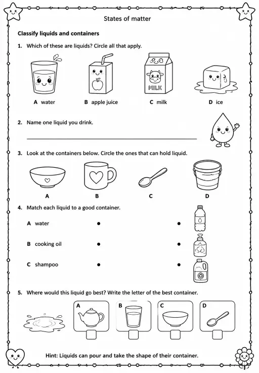 Classify liquids and containers
