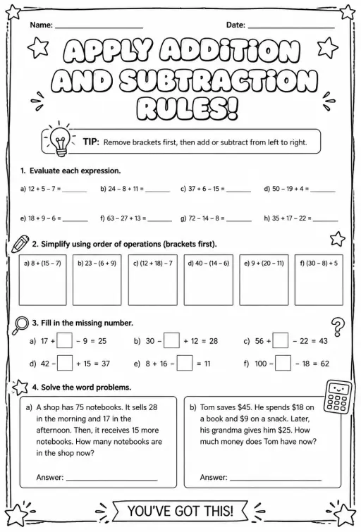 Apply addition and subtraction rules