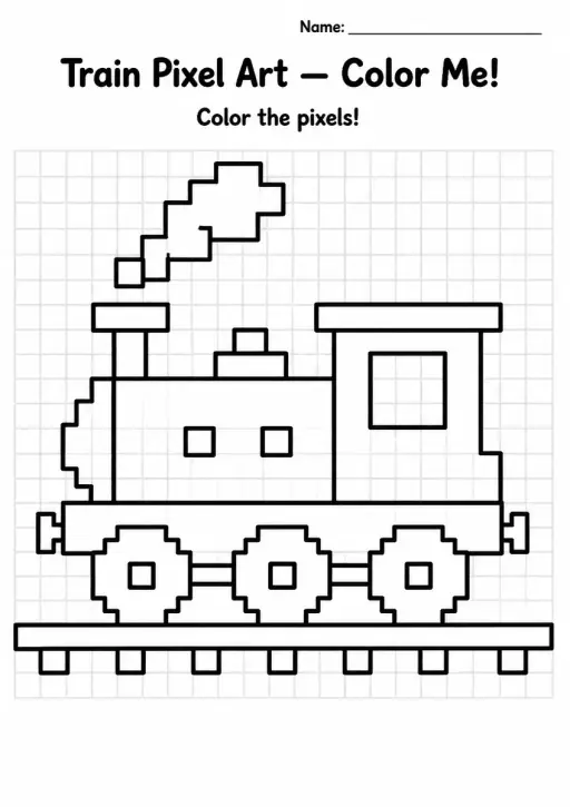 Train Pixel Art Coloring Page