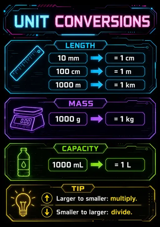 Unit Conversions Measurement Infographic