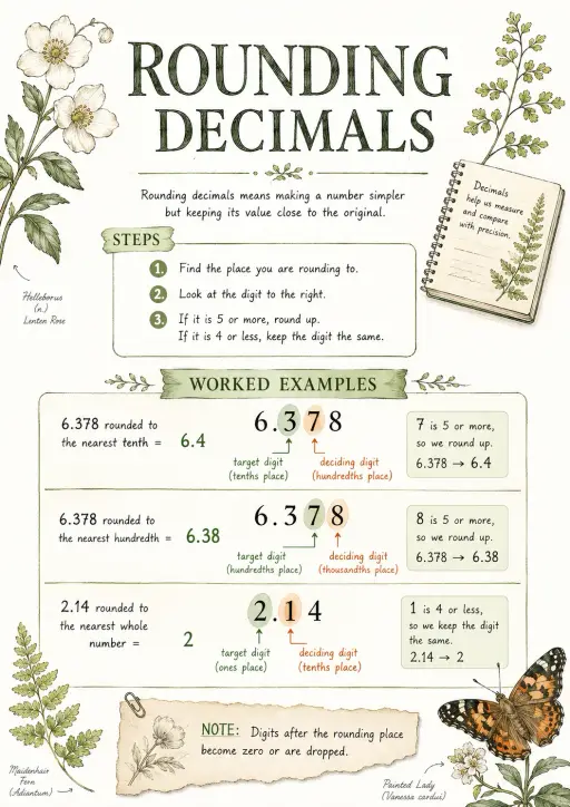 Rounding Decimals Decimals and Percent Infographic