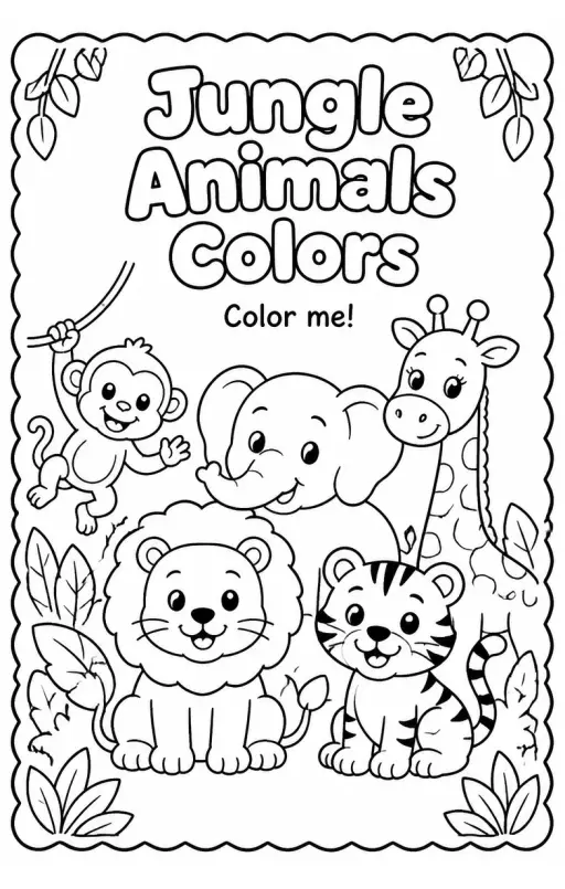 Jungle Animals Colors Coloring Page