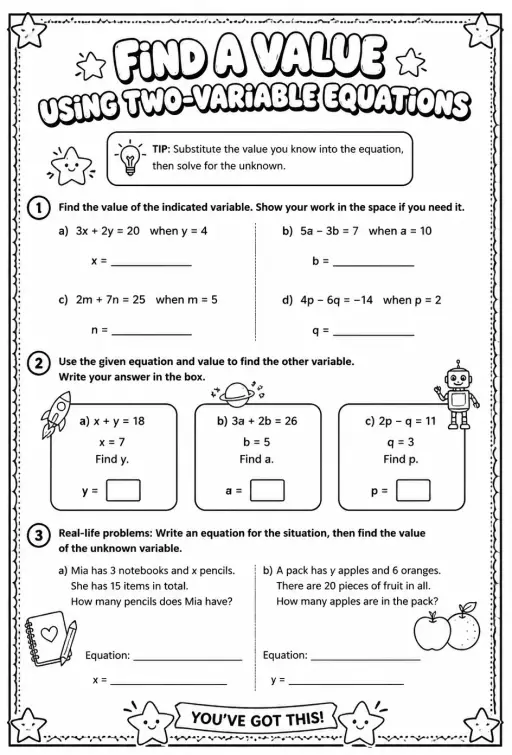 Find a value using two-variable equations