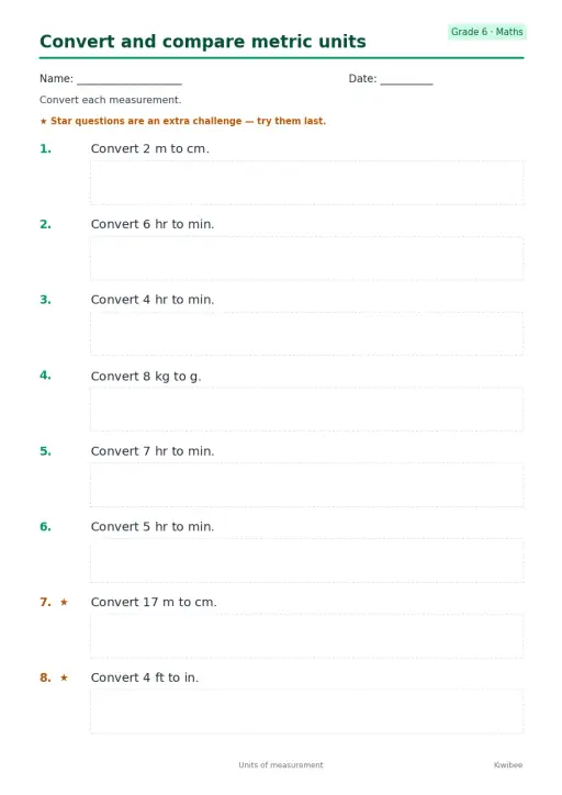 Convert and compare metric units