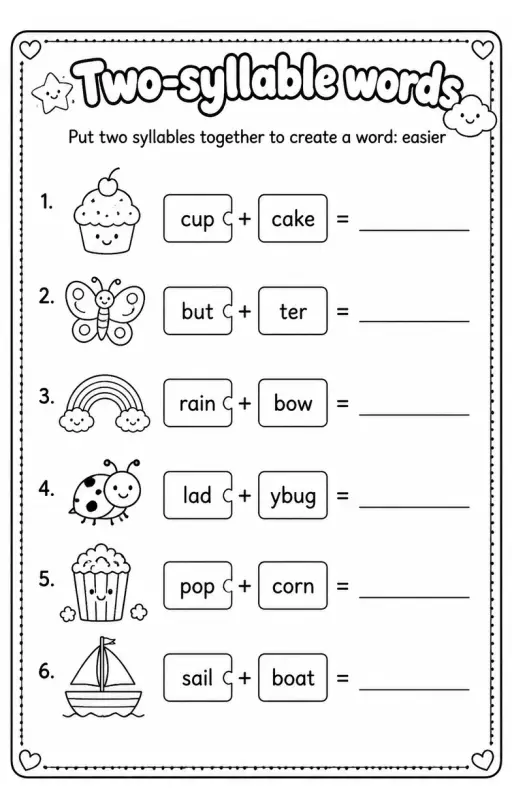 Put two syllables together to create a word: easier