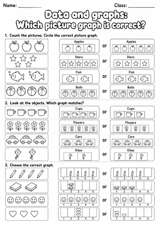 Kindergarten Data and Graphs Math Worksheet Pack