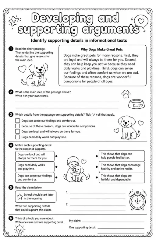 Identify supporting details in informational texts