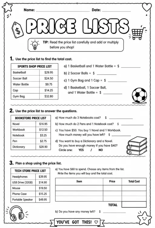 Price lists