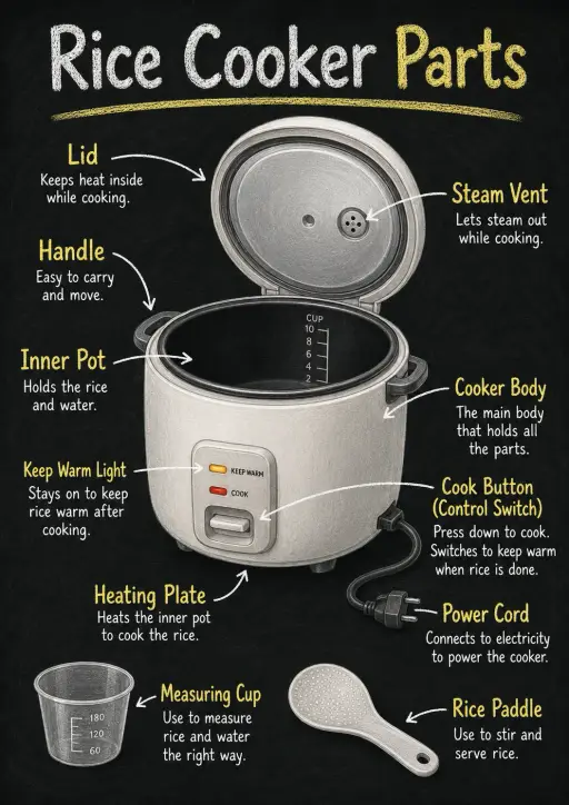 Rice cooker parts Home Appliances Infographic