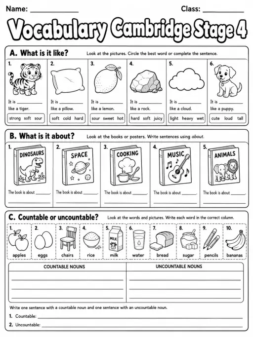 Vocabulary Cambridge Stage 4