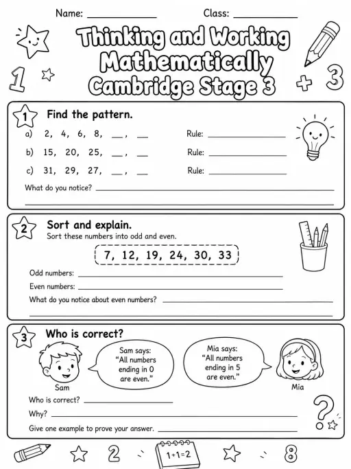 Thinking and Working Mathematically Cambridge Stage 3