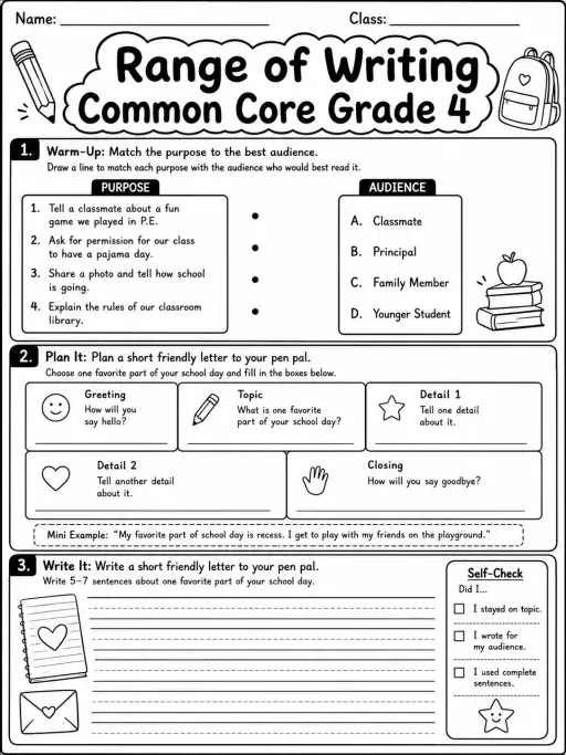 Range of Writing Common Core Grade 4