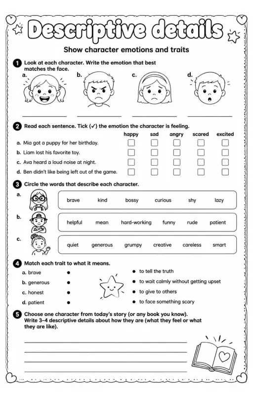 Show character emotions and traits